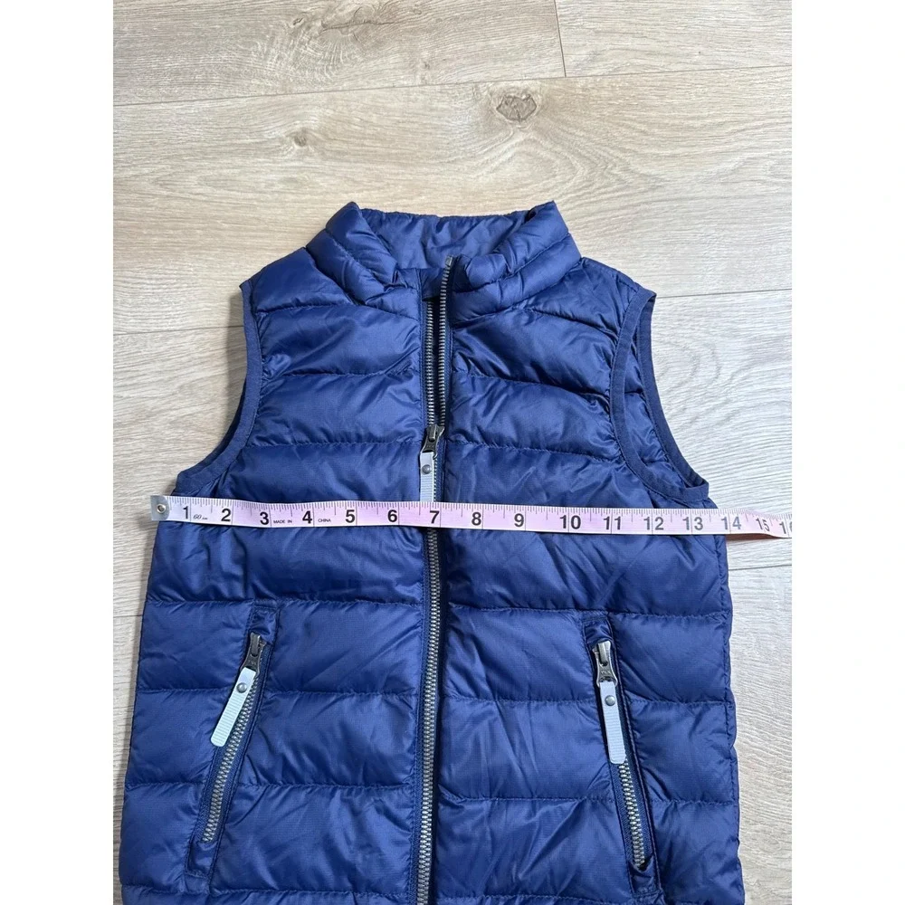 EUC Kids boys girls unisex Hanna Andersson blue puffer vest packs in pocket sz 5